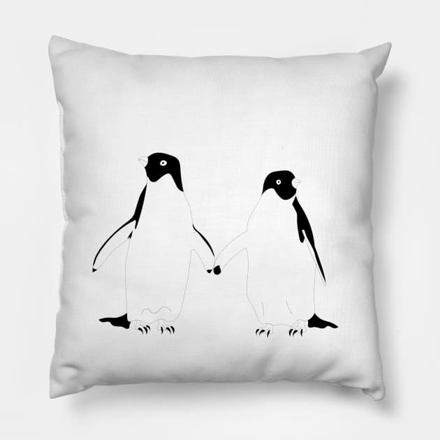 Couple penguins in color Pillow by Eshka
