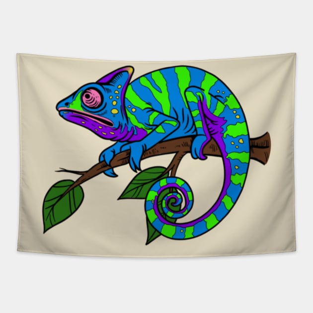 Cool Chameleon Tapestry by TommyVision