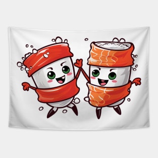 Dancing Sushi Kawaii Cute Tapestry