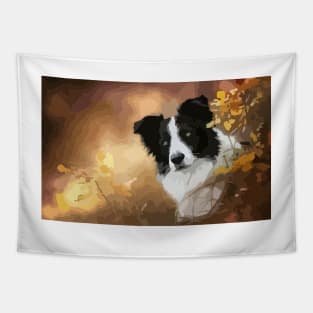 Border Collie Digital Painting Tapestry