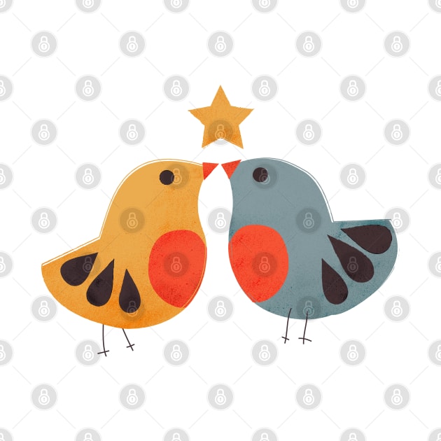 Festive cute birds by showmemars