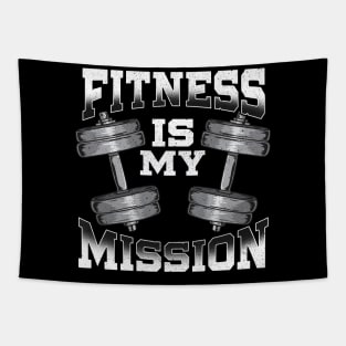 Fitness Is My Mission Motivated Weightlifting Gym Tapestry