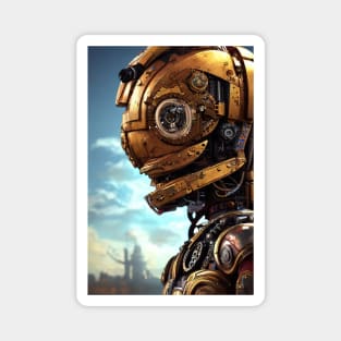 Portrait of a retro steampunk robot. Magnet