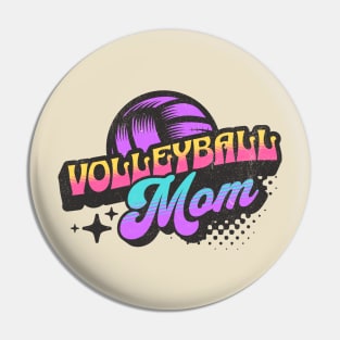 Volleyball Mom (retro) Pin