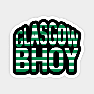 GLASGOW BHOY, Glasgow Celtic Football Club Green and White Hooped Text Design Magnet