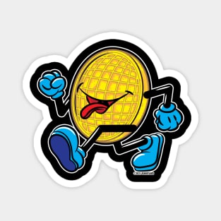 Happy Smiling Waffle Mascot strutting by Magnet