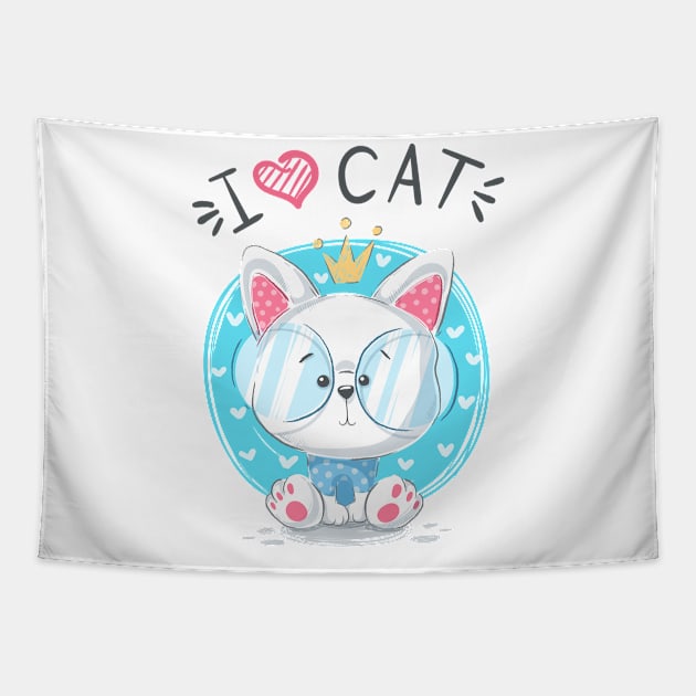 I love cat Tapestry by Mako Design 