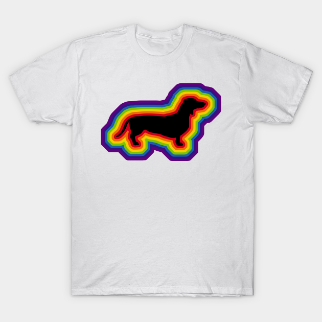 Discover LGBTQ+ rainbow dachshund dog silhouette - Daschund - T-Shirt
