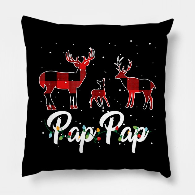 Pap Pap Reindeer Plaid Pajama Shirt Family Christmas Pillow by intelus