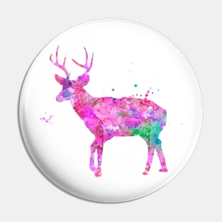 Hot Pink Deer Watercolor Painting Pin