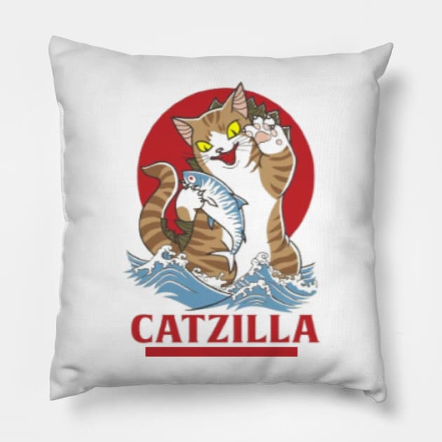 Catzilla love fish Pillow by ElRyan