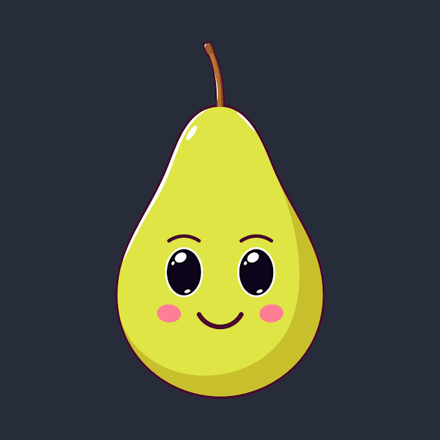 Cute Kawaii Pear, Cartoon Ripe Fruit by DmitryMayer