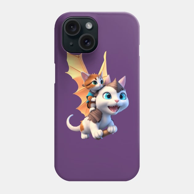 Baby Dragon Cat & Mother - The Dragon Cat Collection Phone Case by BrisaArtPrints