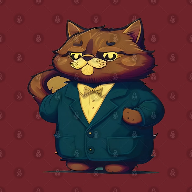 Cool cat in bow tie and suit. Elegant feline. by AlePosters