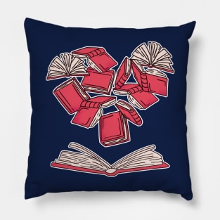 I Love Books | Valentine Heart Made of Flying Books Pillow