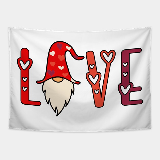 Love with Gnome and Hearts Tapestry by tropicalteesshop