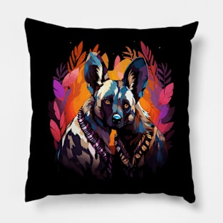 African Wild Dog Couple Valentine Pillow