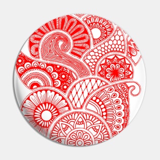 Abstract Mandala design (red on white) Pin