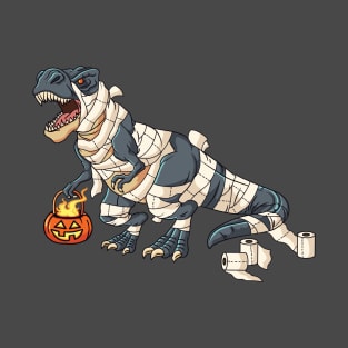 Funny Halloween Mummy T-Rex Dinosaur Gift Kids Boys Girls T-Shirt