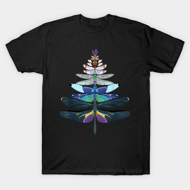 Discover Dragonfly Christmas Tree Shirt Merry Xmas Christmas Tree - Dragonfly Christmas Tree - T-Shirt