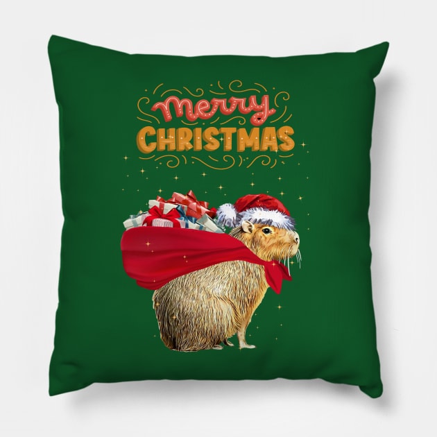 Capybara Merry Christmas, Capybara Pets, Cute capybara Pillow by Collagedream