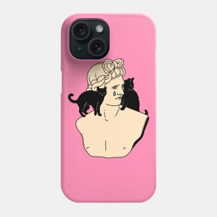 Greek God Black Cat in pink Phone Case