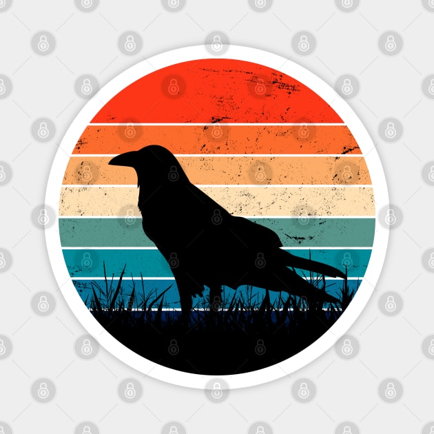 Raven Lover Silhouette Retro Sunset Art Magnet by ShopBuzz