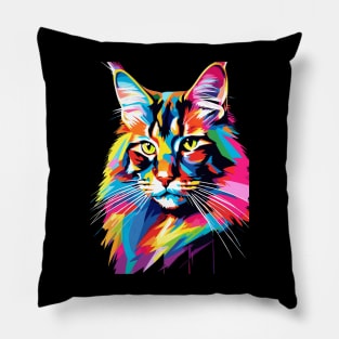 Maine Coon Cat Pop Art Pillow