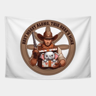 White Elephant Cowboy Tapestry