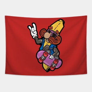 Banana Skateboarder Tapestry