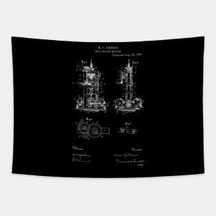 Drill Milling Machine Vintage Patent Hand Drawing Tapestry