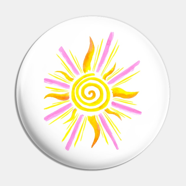 Watercolor Sunshine - Yellow & Pink Pin by monitdesign