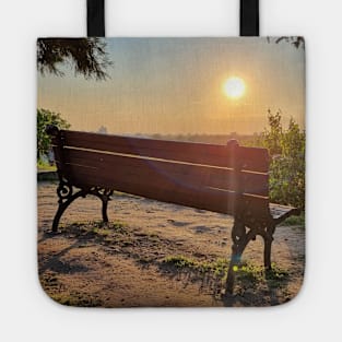 Park Bench in Summer Sunset Tote