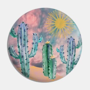 Abstract Cactus Scene - Pink Blue Pin