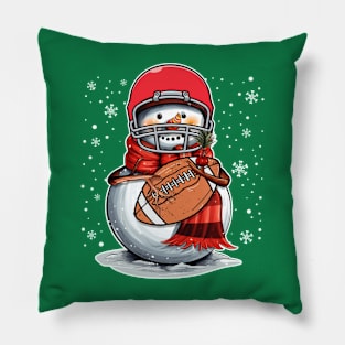 Vintage American Football Snowman Christmas Pillow