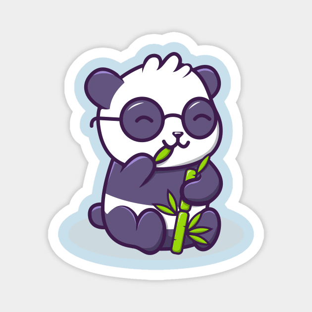 Cute Kawaii Panda Bear Eating Bamboo Panda Magnet TeePublic