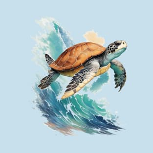 Ocean Majesty: Realistic Sea Turtle T-Shirt