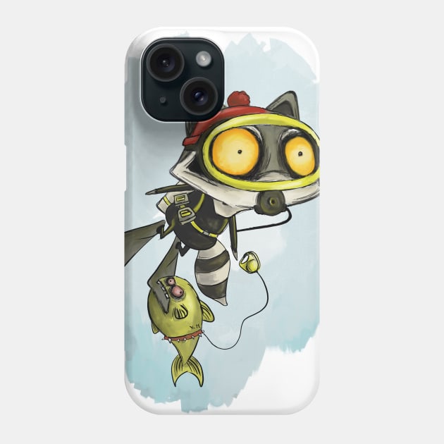 Raccousteau - for true scuba divers and ocean lovers Phone Case by RaccoonMadness