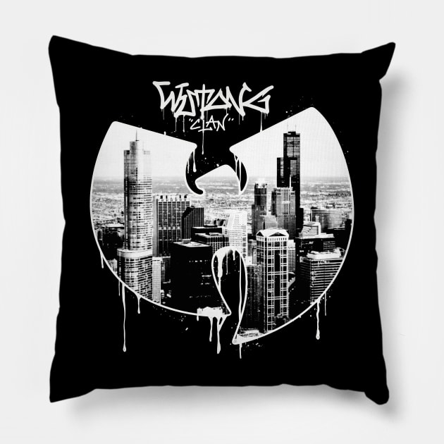 Wutang chicago city graffiti Pillow by night sometime