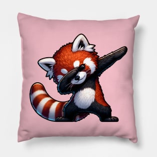 Red Panda Dab Dabbing Bear Pillow