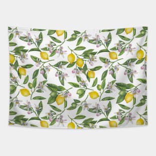 Lemon branches with blossoms and fruit 4 Tapestry