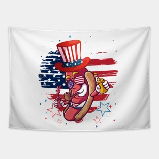 Funny 4th Of July 2021 Fourth Of July For Men's And Women's For 4th Of July Celebration Birthday Gift for hot dog's lovers Tapestry
