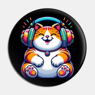 Listen to mew-sic - cute cat with headphones Pin