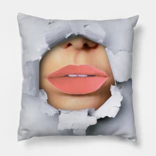 Marrone Lips Ripped Pillow