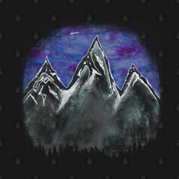 Tetons with purple sky full of stars purple mountain majesty by BrederWorks