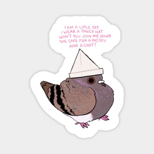 Hat Pigeon (With Text) Magnet