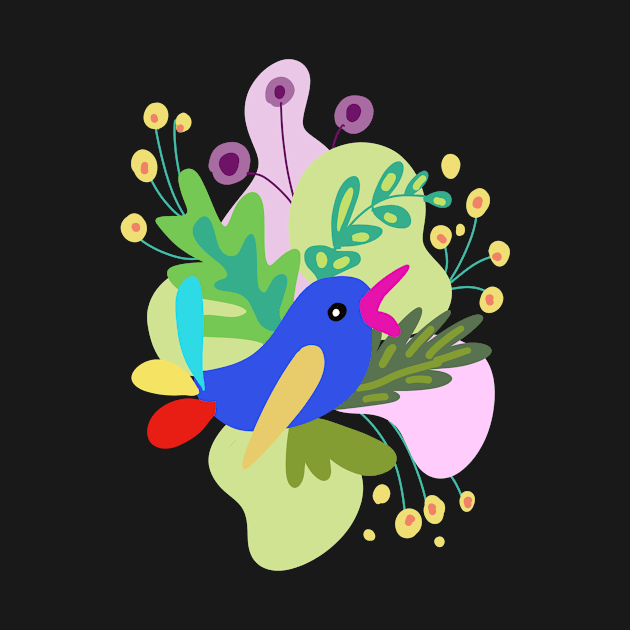 Abstract bird and tropical flowers by sonaart