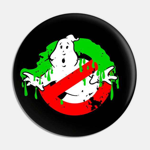 I've Been Slimed Ghost Classic Logo Damaged Pin by prometheus31