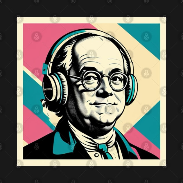 Benjamin Franklin 80s Retro Colors Music Genius Art by musicgeniusart