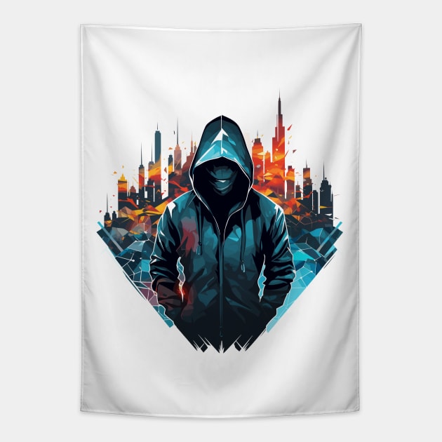 Mistery Shadow Hacker Gamer Urbain City Life Tapestry by Cubebox